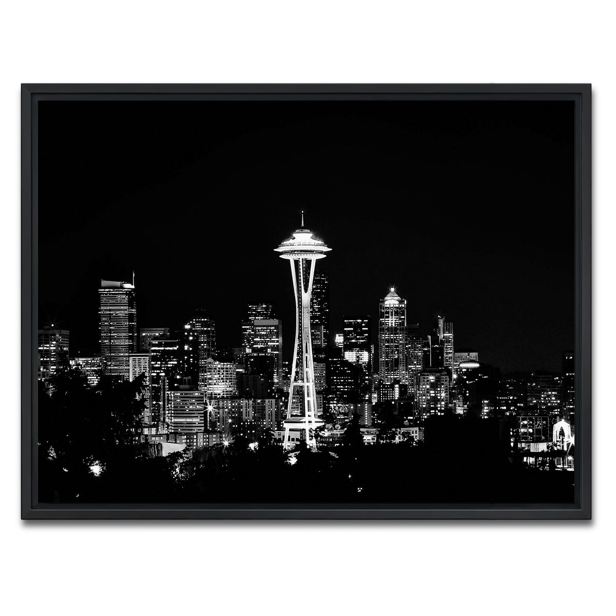 AUTO-MOCKUP WHITE | Seattle skyline | 1 Piece | Black Framed Canvas | group=4x3