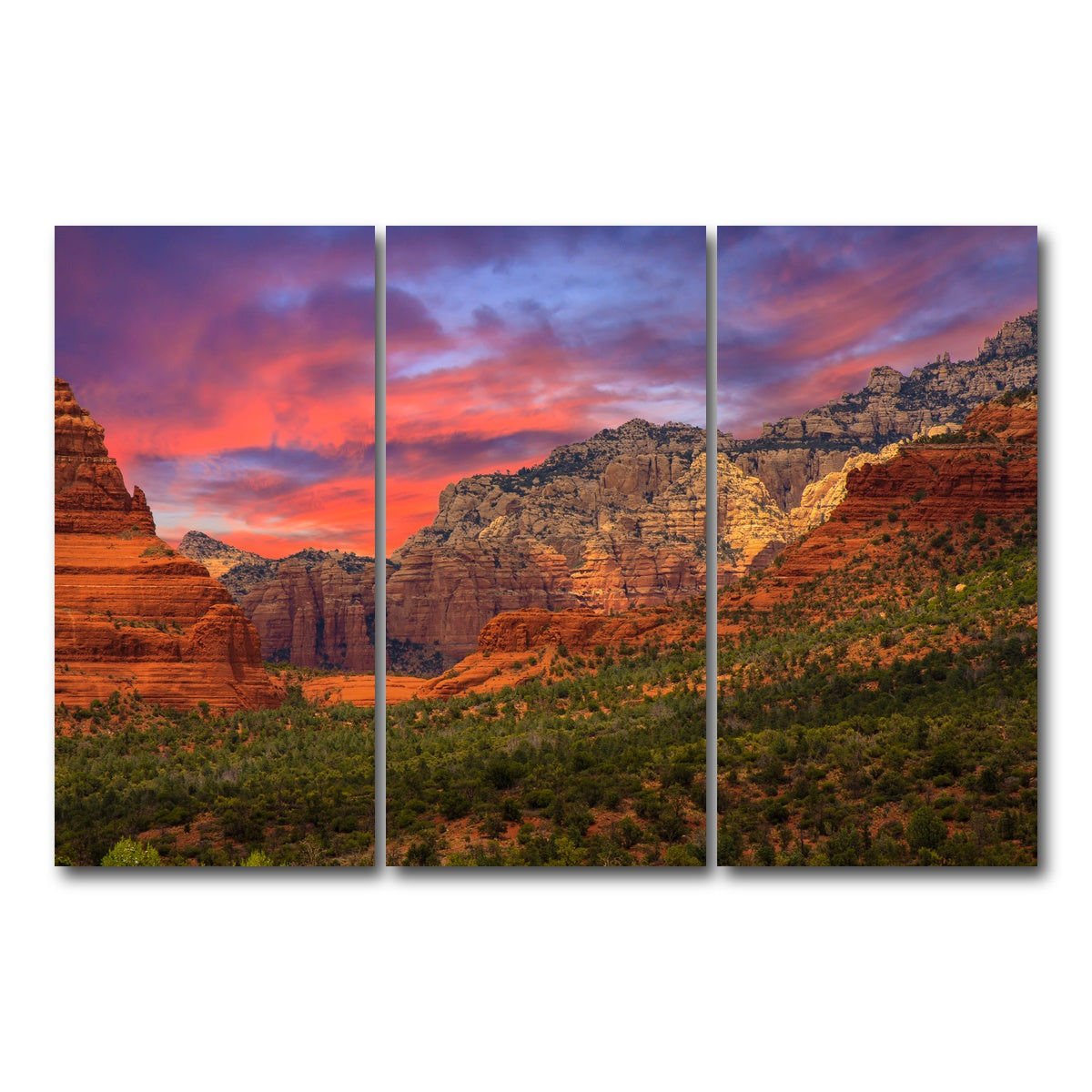 AUTO-MOCKUP WHITE | Sedona Sunset | 3 Piece | Gallery Wrap Canvas | group=12x24