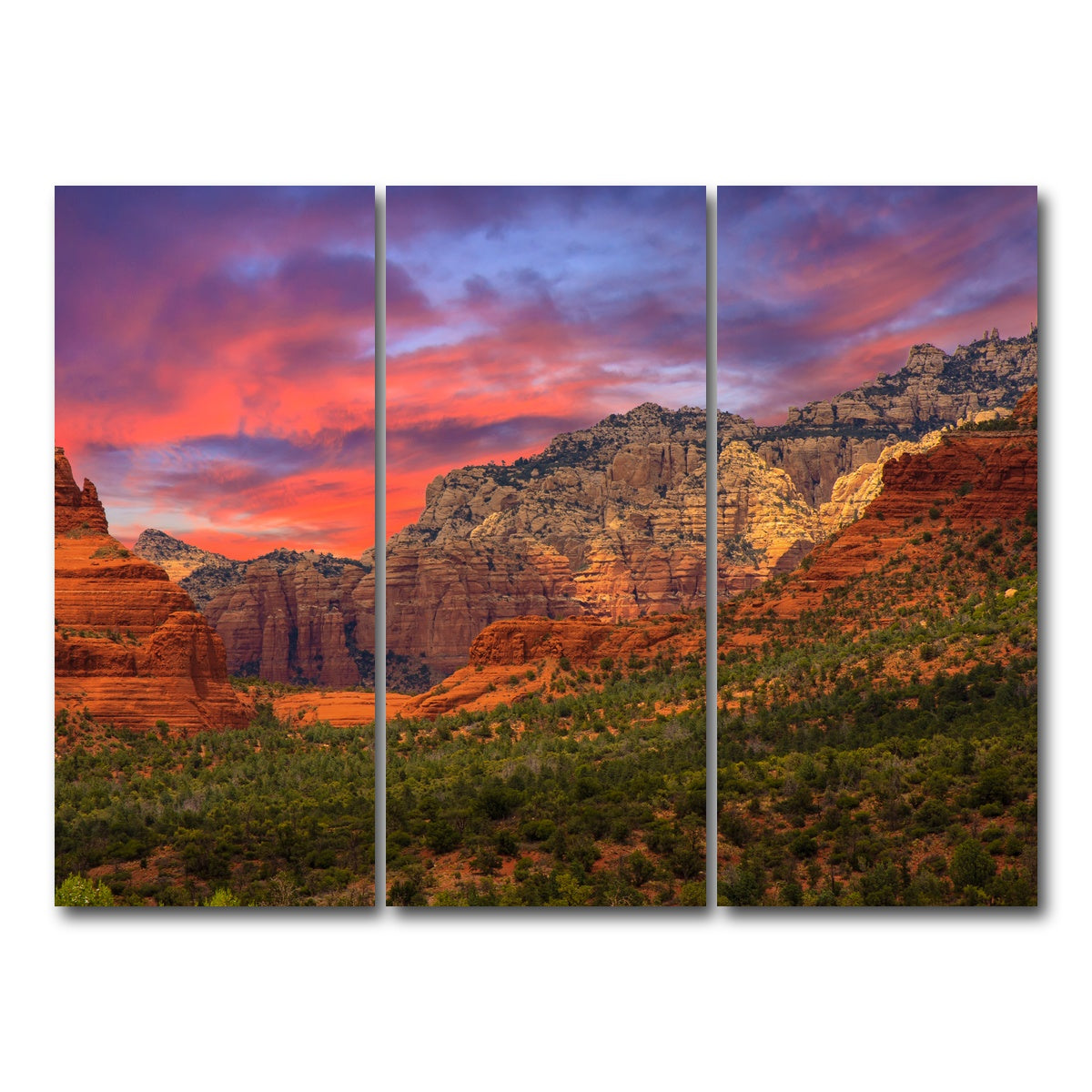 AUTO-MOCKUP WHITE | Sedona Sunset | 3 Piece | Gallery Wrap Canvas | group=8x18