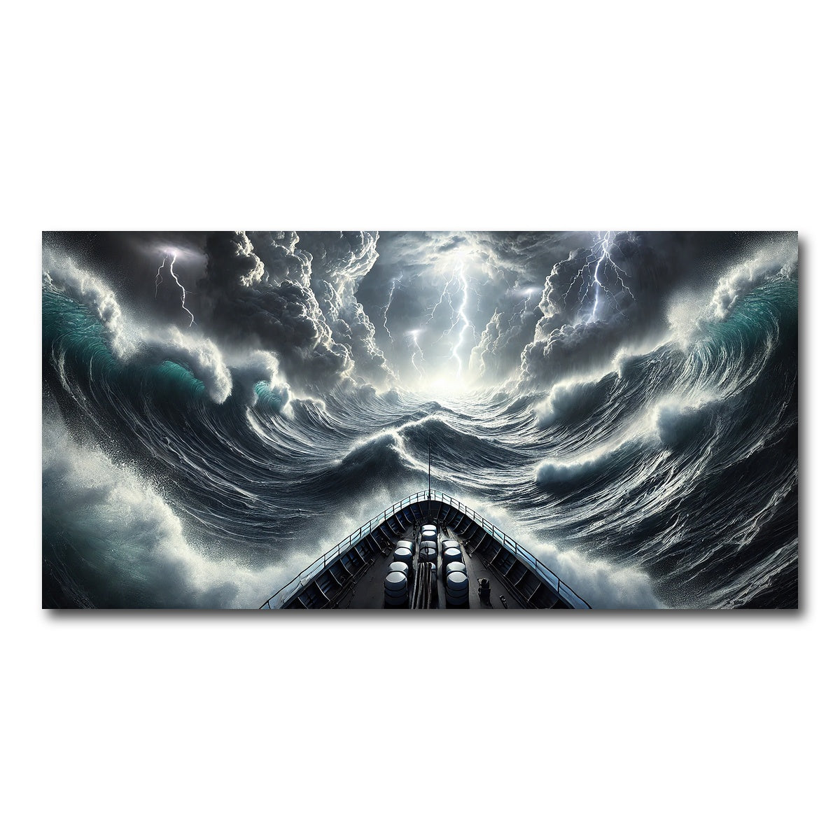 AUTO-MOCKUP WHITE | Ship Deck View of Fierce Storm | 1 Piece | Gallery Wrap Canvas | group=2x1