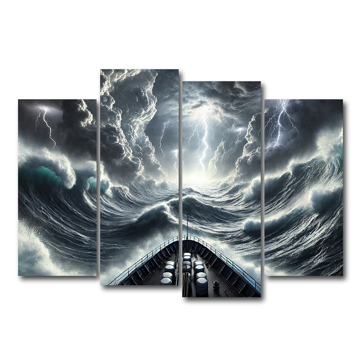 AUTO-MOCKUP WHITE | Ship Deck View of Fierce Storm | 4 Piece | Gallery Wrap Canvas | group=4_normal