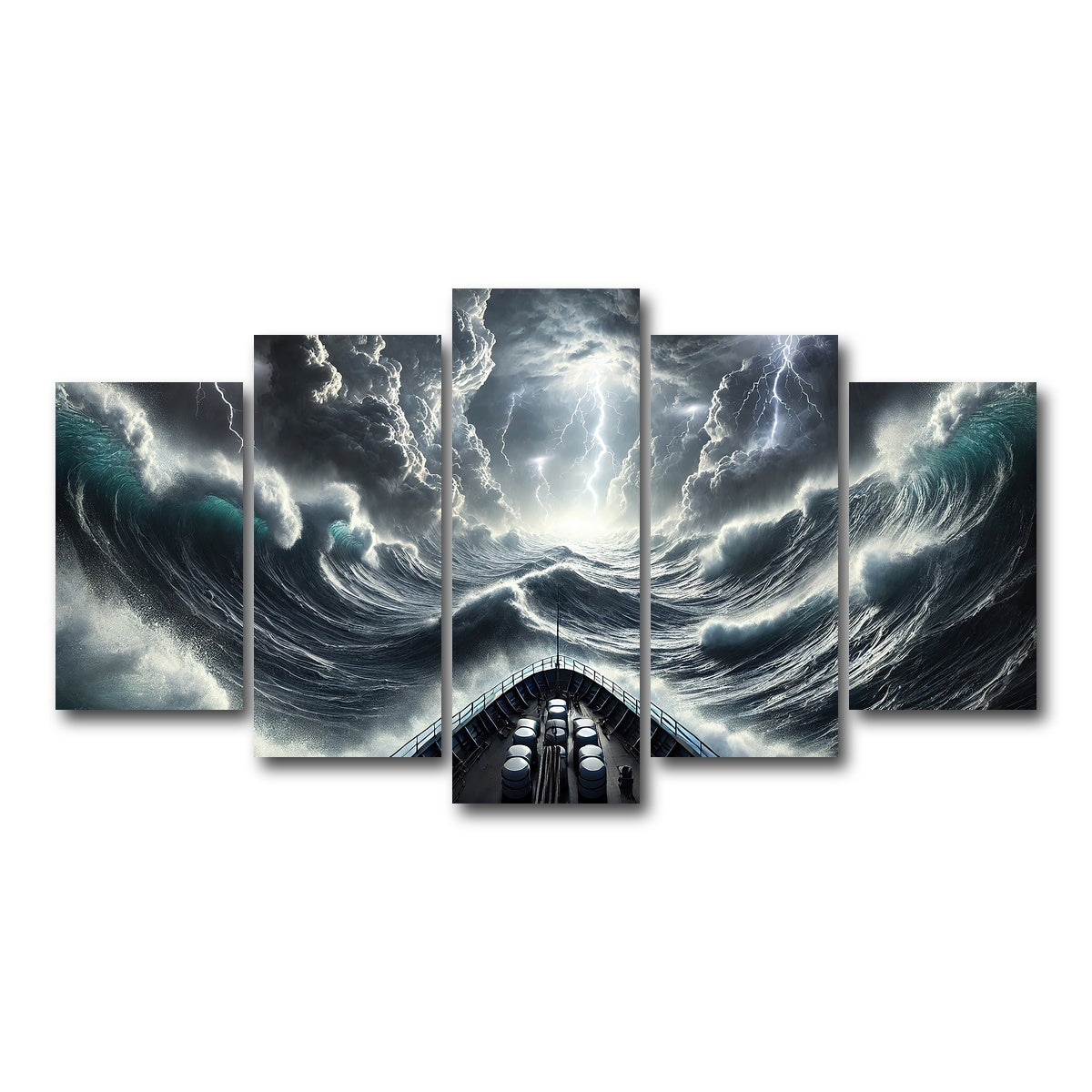 AUTO-MOCKUP WHITE | Ship Deck View of Fierce Storm | 5 Piece | Gallery Wrap Canvas | group=5_normal