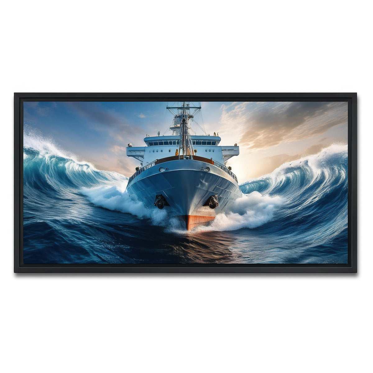 AUTO-MOCKUP WHITE | Ship in High Waves | 1 Piece | Black Framed Canvas | group=2x1