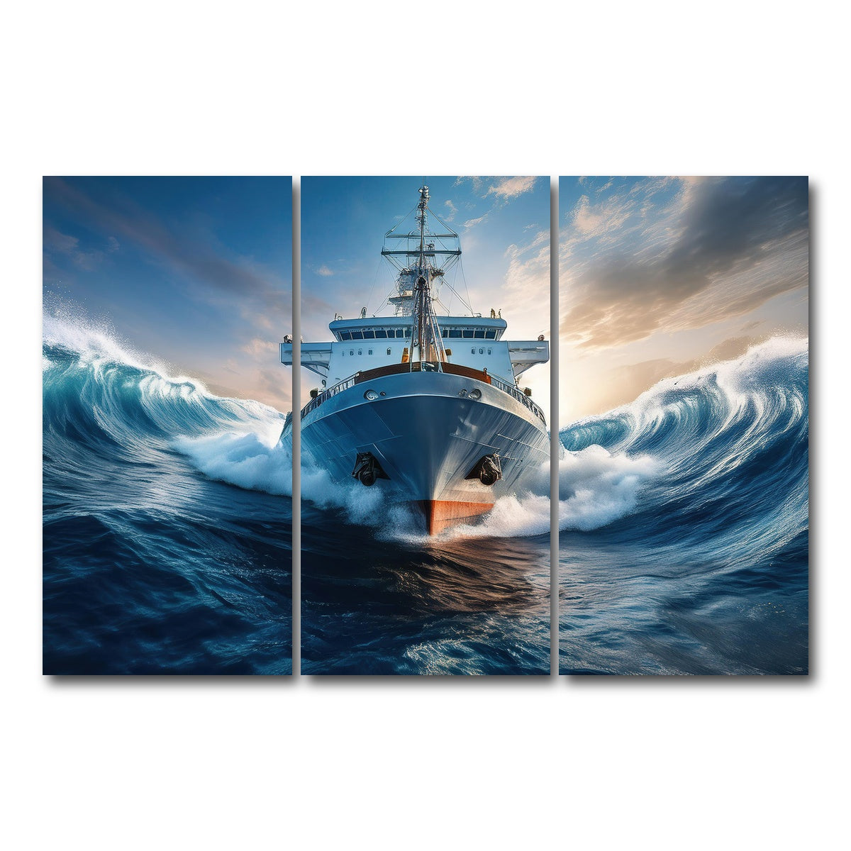AUTO-MOCKUP WHITE | Ship in High Waves | 3 Piece | Gallery Wrap Canvas | group=12x24