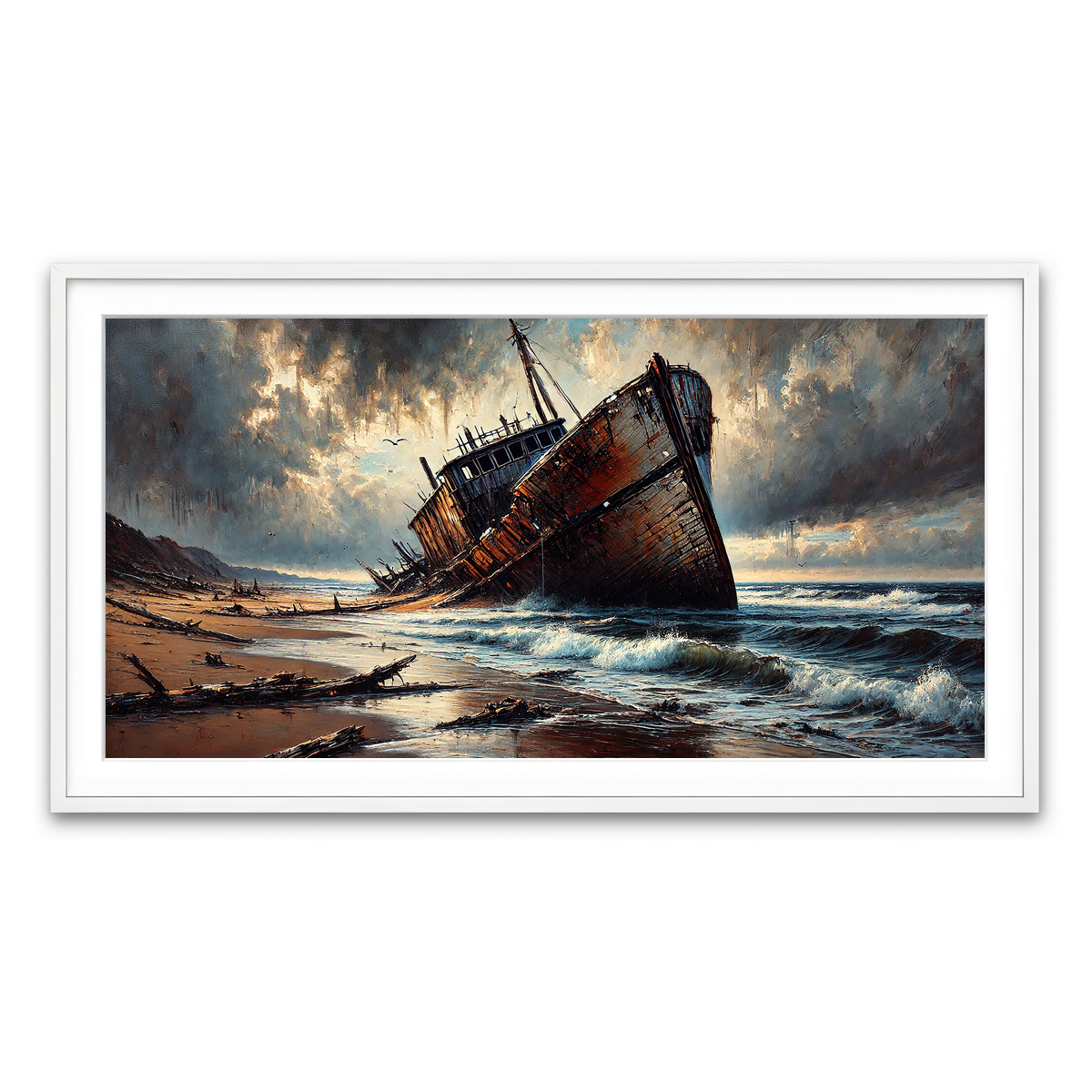 Framed Print 2x1 White