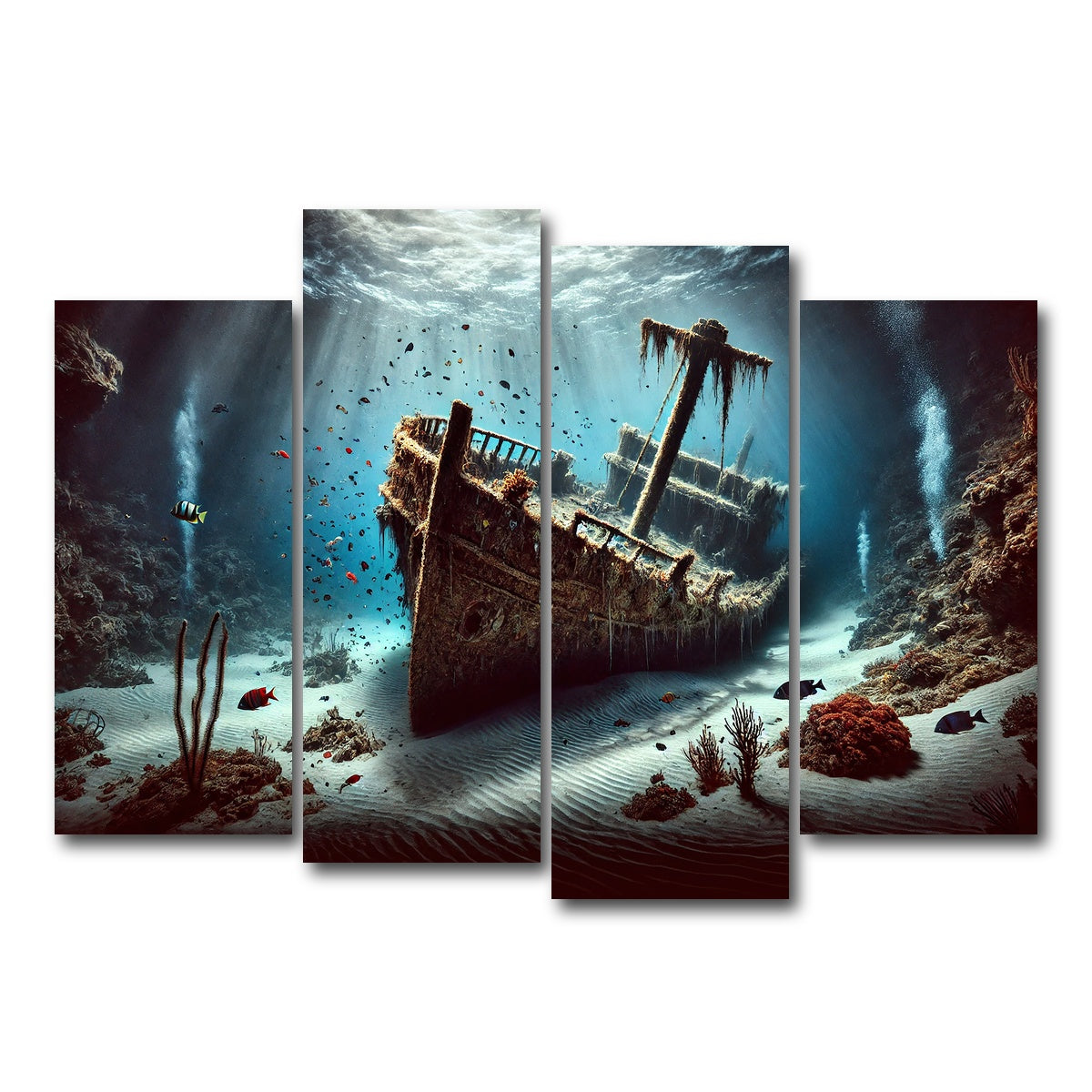 AUTO-MOCKUP WHITE | Shipwreck on Ocean Floor | 4 Piece | Gallery Wrap Canvas | group=4_normal