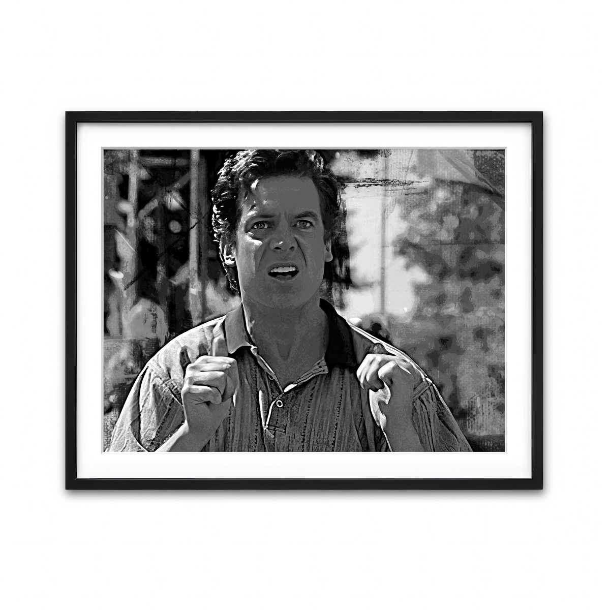 AUTO-MOCKUP WHITE | Shooter McGavin Grayscale | 1 Piece | Black Framed Print | group=4x3