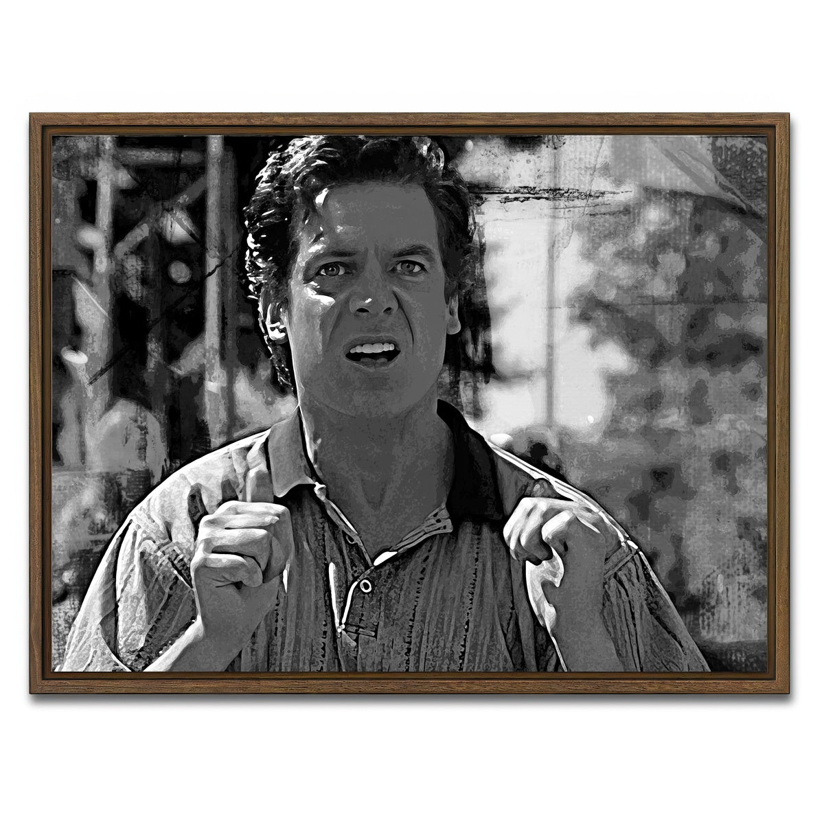 AUTO-MOCKUP WHITE | Shooter McGavin Grayscale | 1 Piece | Walnut Framed Canvas | group=4x3