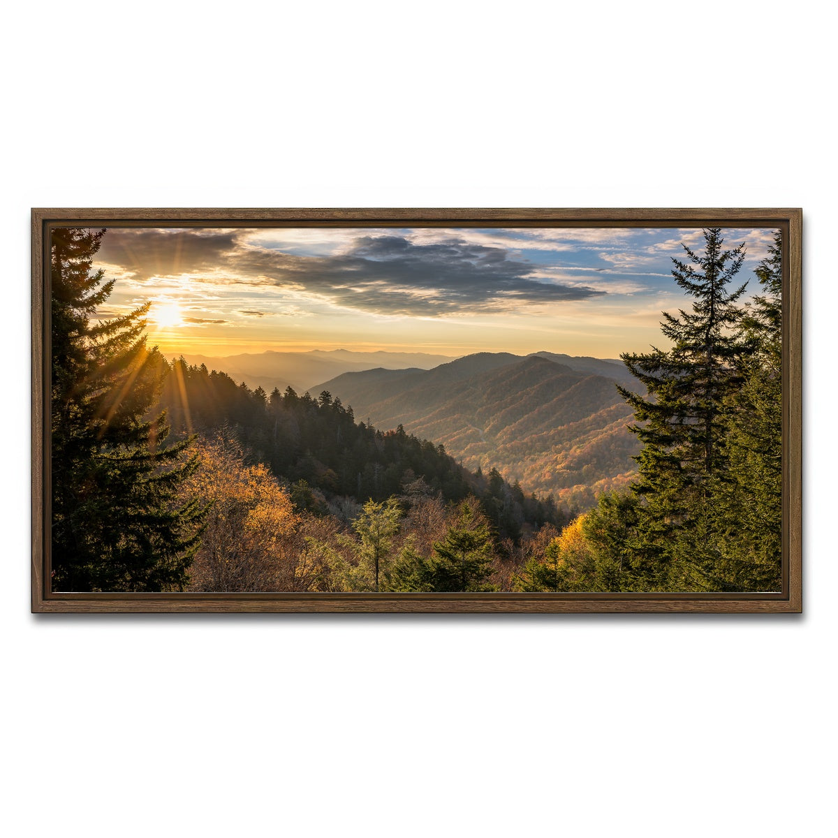AUTO-MOCKUP WHITE | Smoky Mountains | 1 Piece | Walnut Framed Canvas | group=2x1