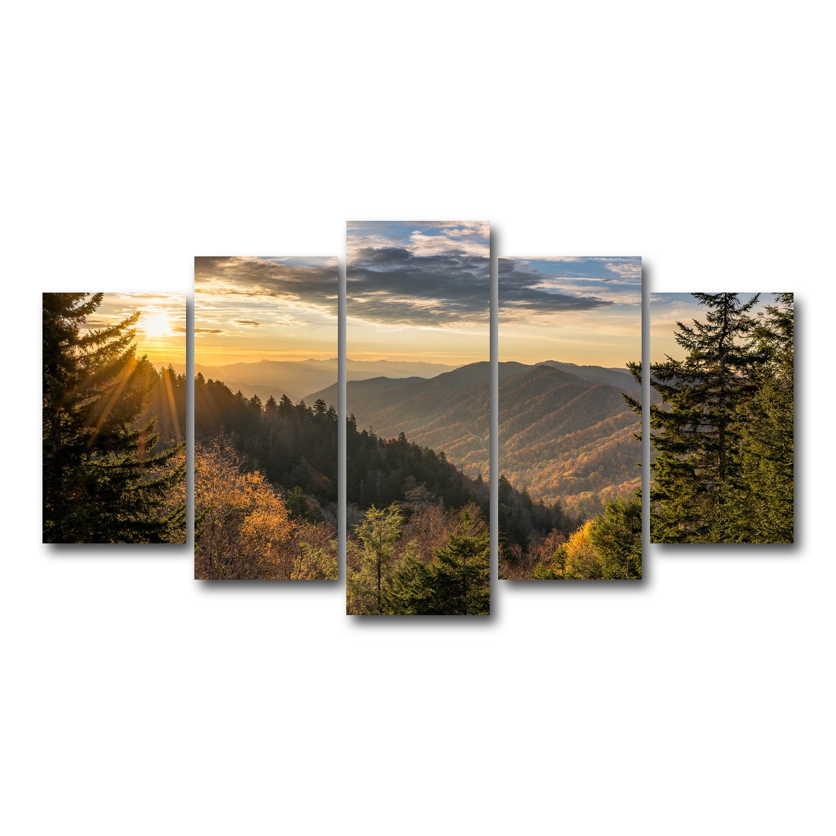 AUTO-MOCKUP WHITE | Smoky Mountains | 5 Piece | Gallery Wrap Canvas | group=5_normal
