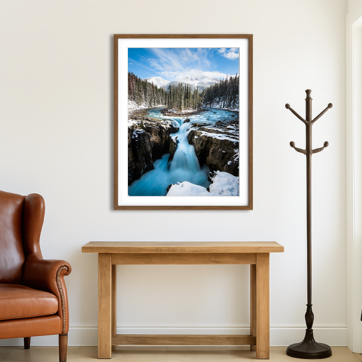 AUTO-MOCKUP ROOM | Snowy Sunwapta Falls Wall Art
