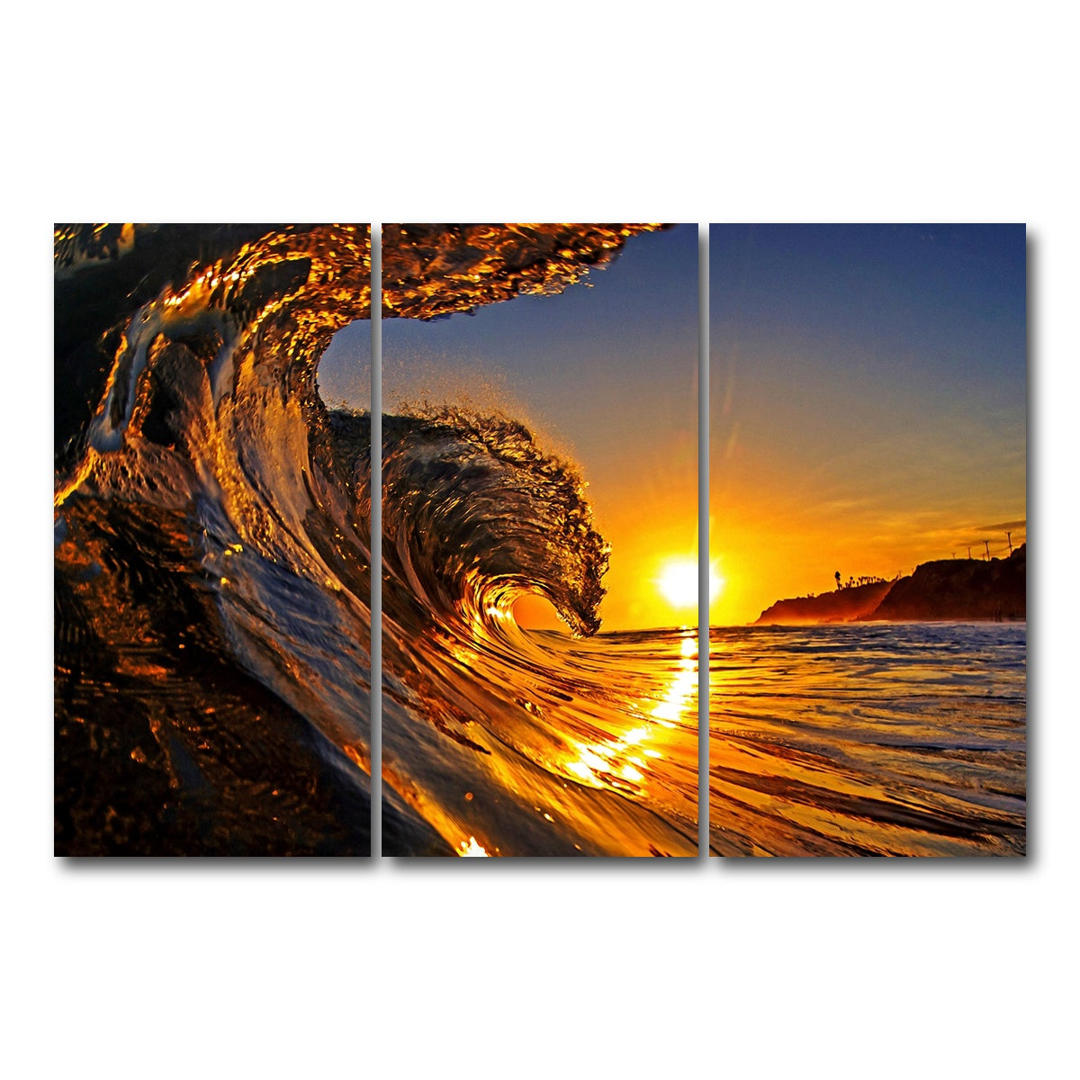 AUTO-MOCKUP WHITE | Solar Waves | 3 Piece | Gallery Wrap Canvas | group=12x24