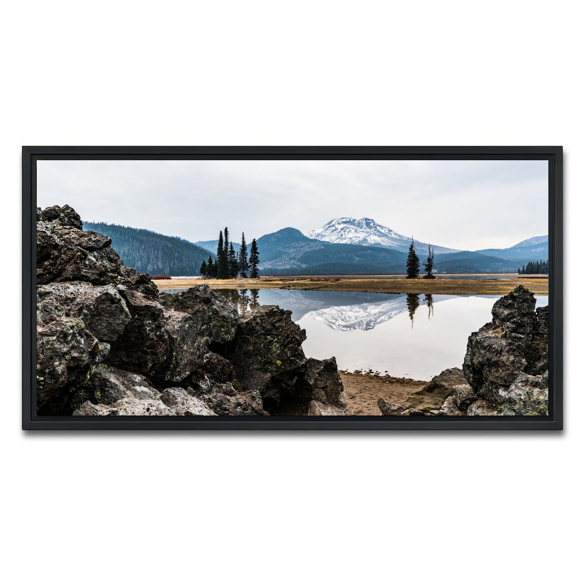 AUTO-MOCKUP WHITE | South Sister Mountain - Sparks Lake | 1 Piece | Black Framed Canvas | group=2x1