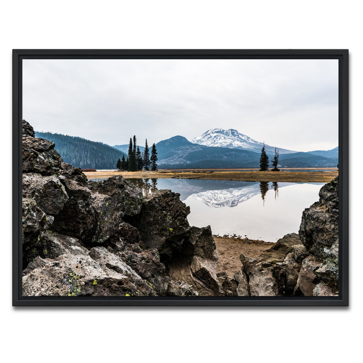 AUTO-MOCKUP WHITE | South Sister Mountain - Sparks Lake | 1 Piece | Black Framed Canvas | group=4x3