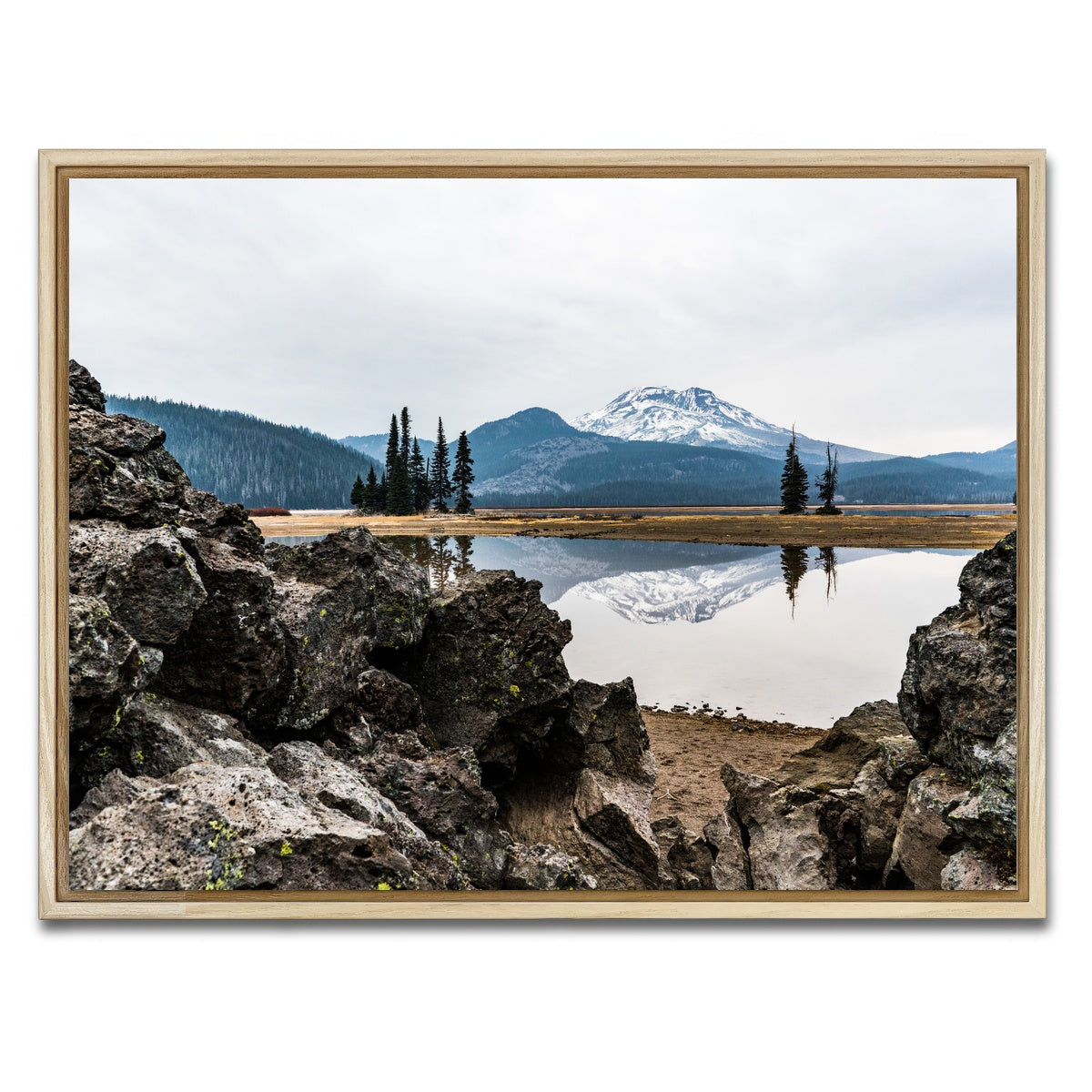 AUTO-MOCKUP WHITE | South Sister Mountain - Sparks Lake | 1 Piece | Natural Framed Canvas | group=4x3