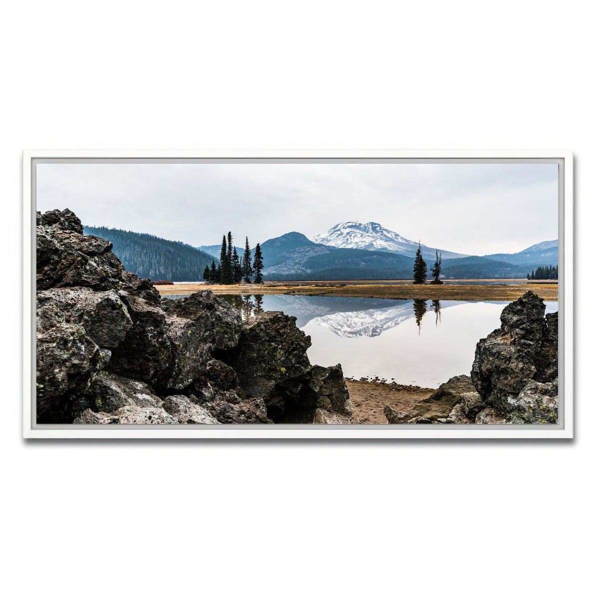 AUTO-MOCKUP WHITE | South Sister Mountain - Sparks Lake | 1 Piece | White Framed Canvas | group=2x1