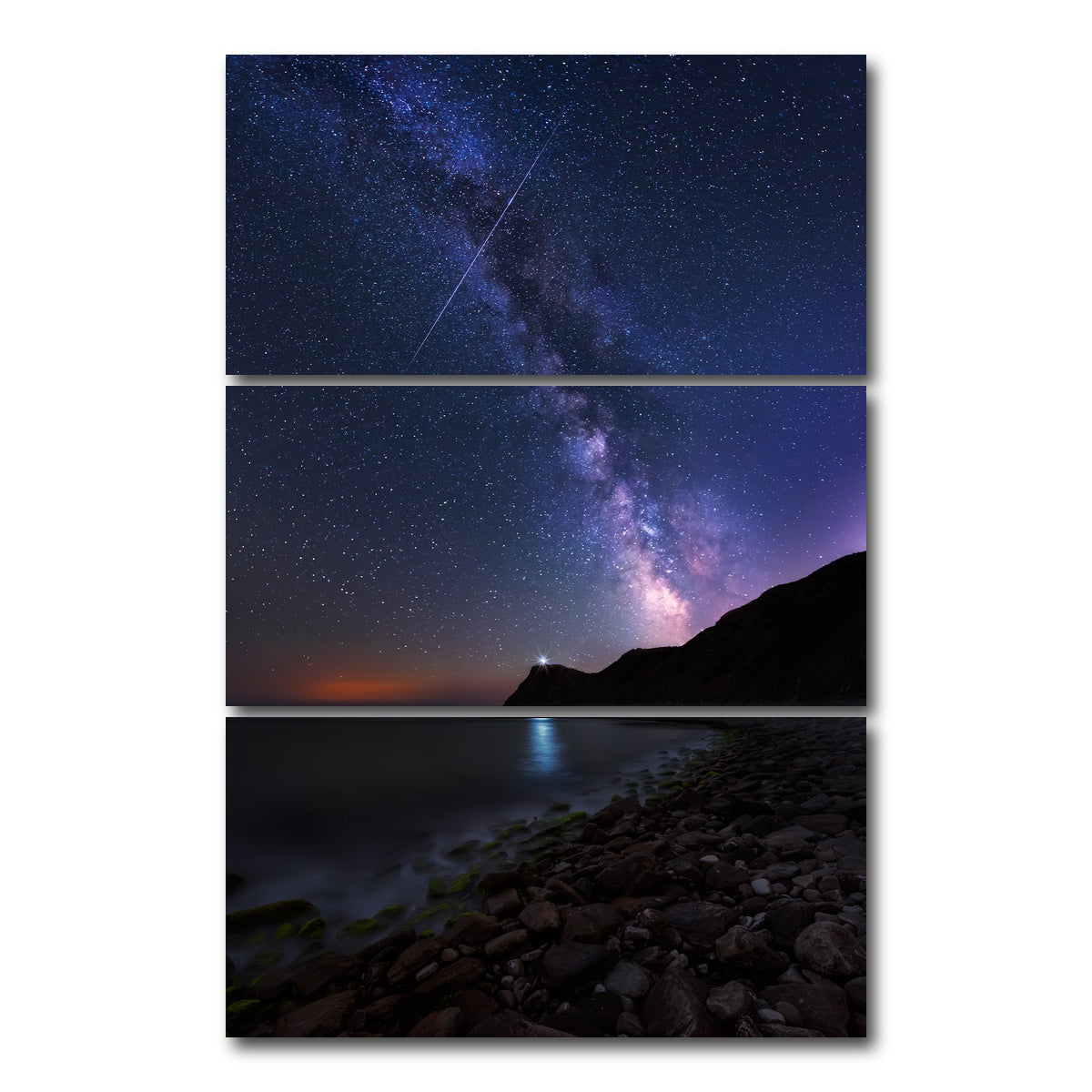 AUTO-MOCKUP WHITE | Space Lighthouse | 3 Piece | Gallery Wrap Canvas | group=12x24_stacked