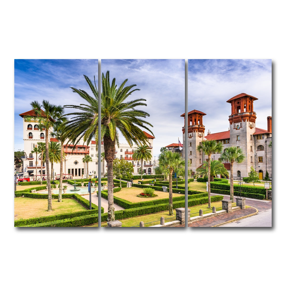 AUTO-MOCKUP WHITE | St. Augustine - Alcazar Courtyard | 3 Piece | Gallery Wrap Canvas | group=12x24