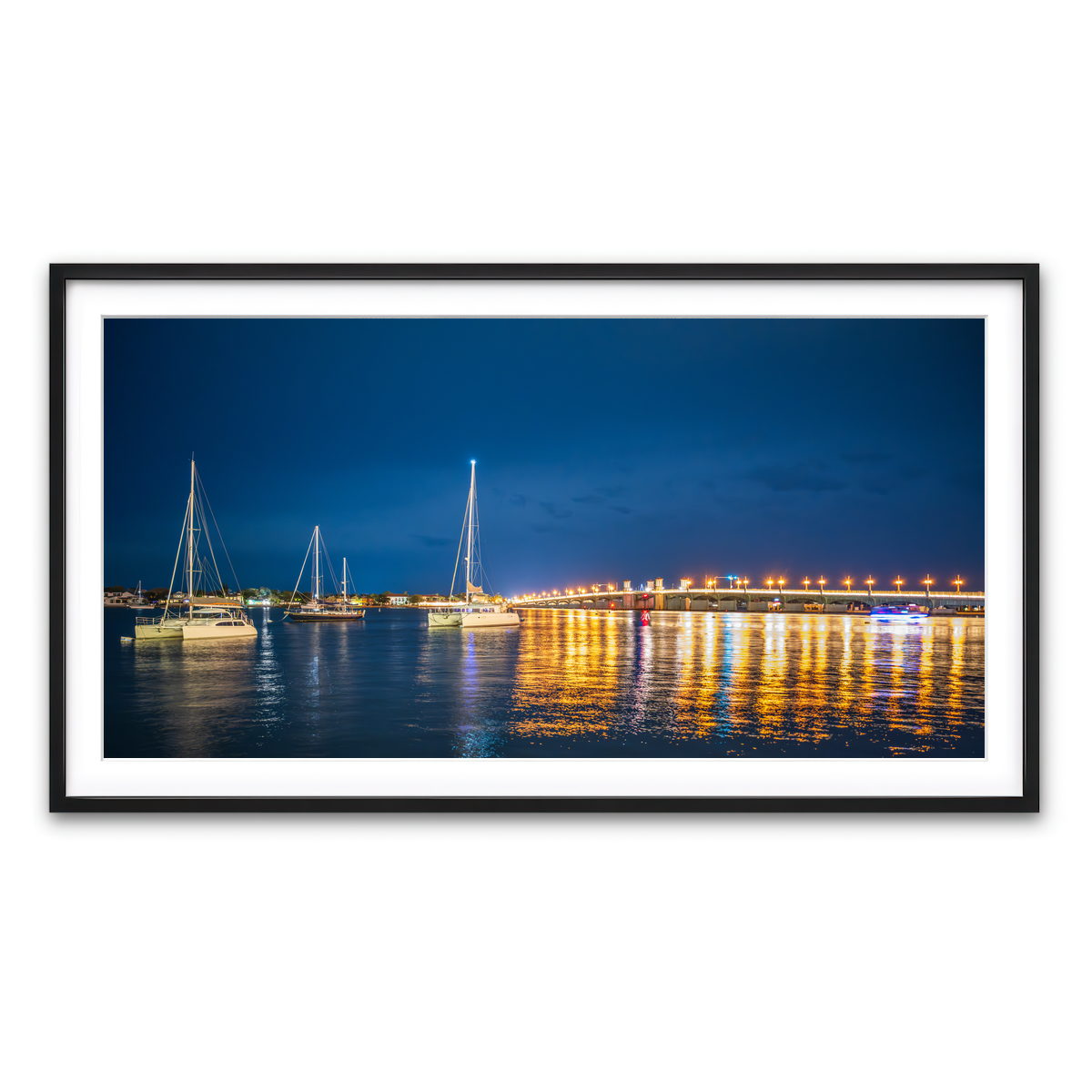 AUTO-MOCKUP WHITE | St. Augustine Florida Harbor Night | 1 Piece | Black Framed Print | group=2x1