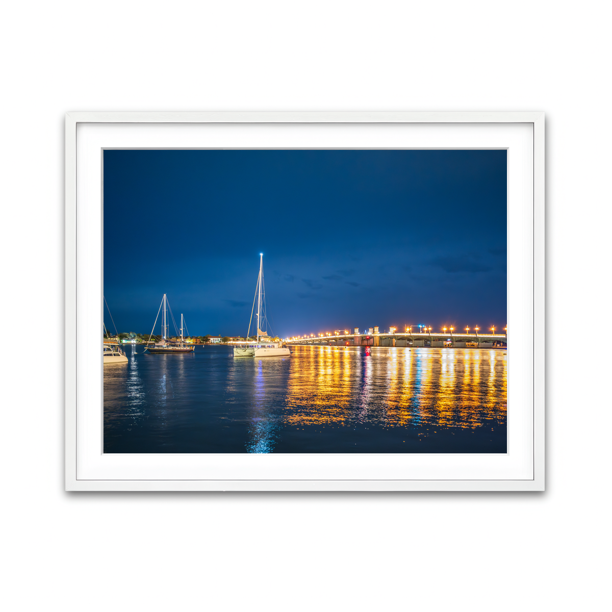 AUTO-MOCKUP WHITE | St. Augustine Florida Harbor Night | 1 Piece | White Framed Print | group=4x3