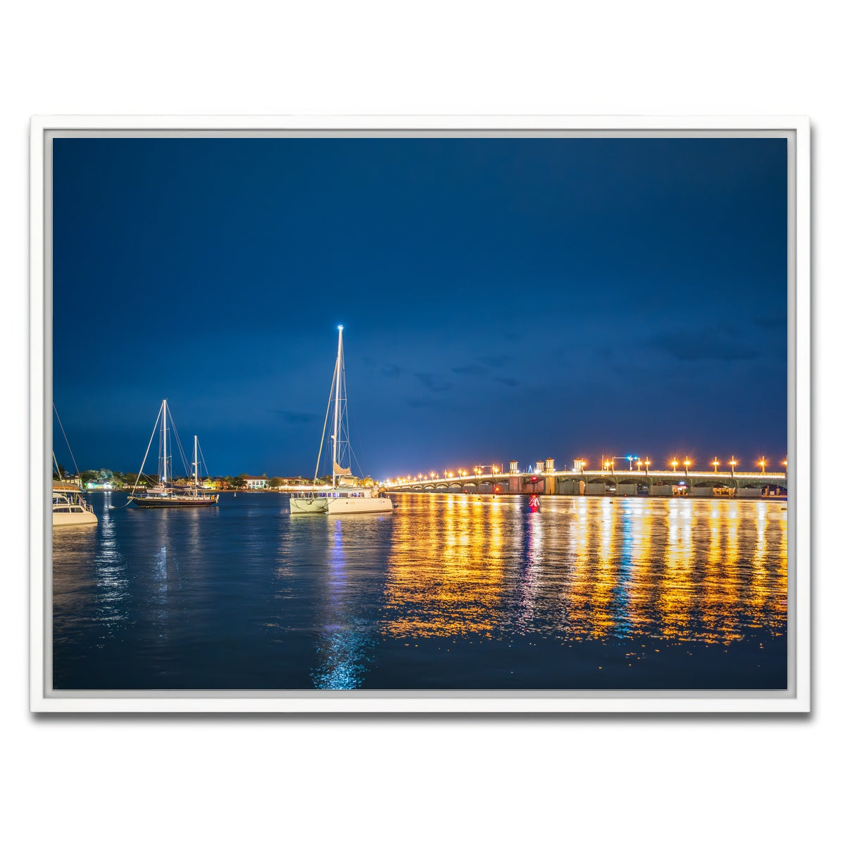 AUTO-MOCKUP WHITE | St. Augustine Florida Harbor Night | 1 Piece | White Framed Canvas | group=4x3