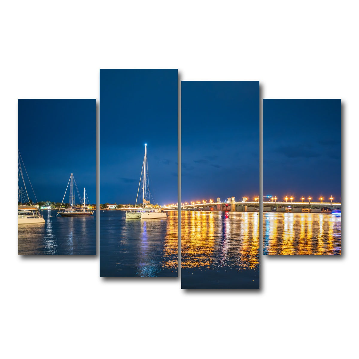 AUTO-MOCKUP WHITE | St. Augustine Florida Harbor Night | 4 Piece | Gallery Wrap Canvas | group=4_short