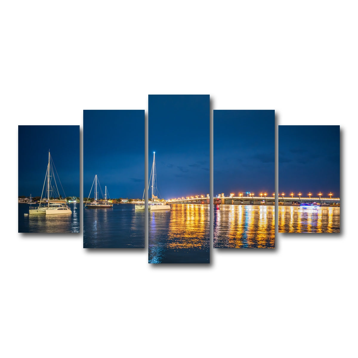 AUTO-MOCKUP WHITE | St. Augustine Florida Harbor Night | 5 Piece | Gallery Wrap Canvas | group=5_normal