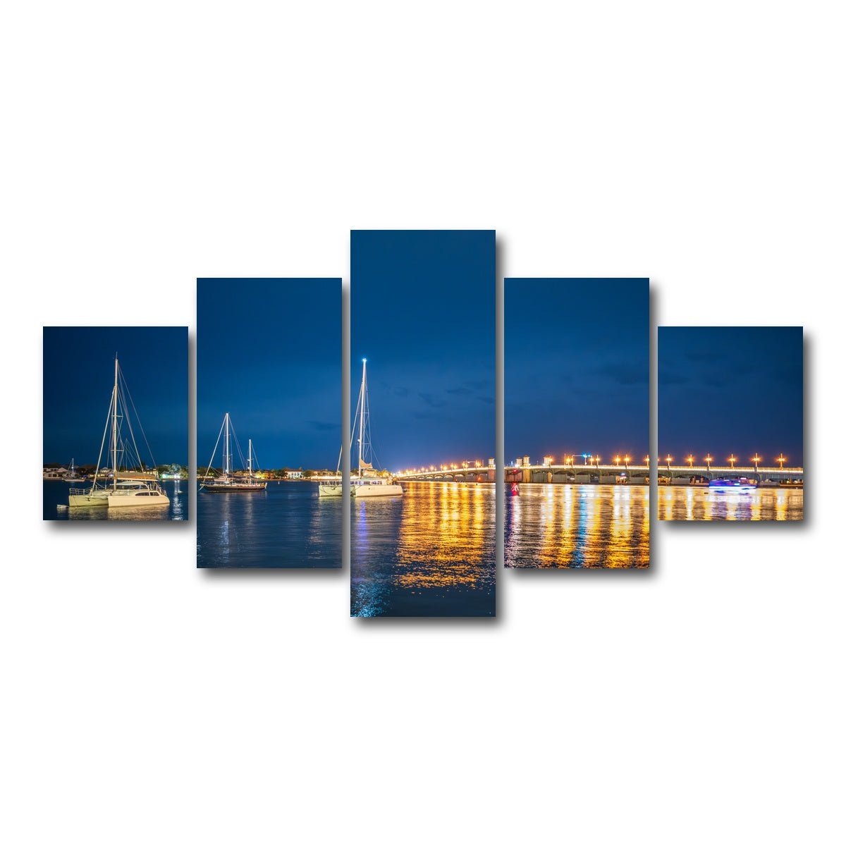 AUTO-MOCKUP WHITE | St. Augustine Florida Harbor Night | 5 Piece | Gallery Wrap Canvas | group=5_short