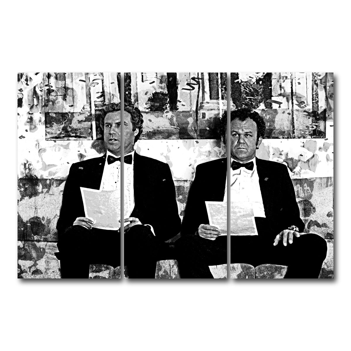AUTO-MOCKUP WHITE | Step Brothers Grayscale | 3 Piece | Gallery Wrap Canvas | group=12x24
