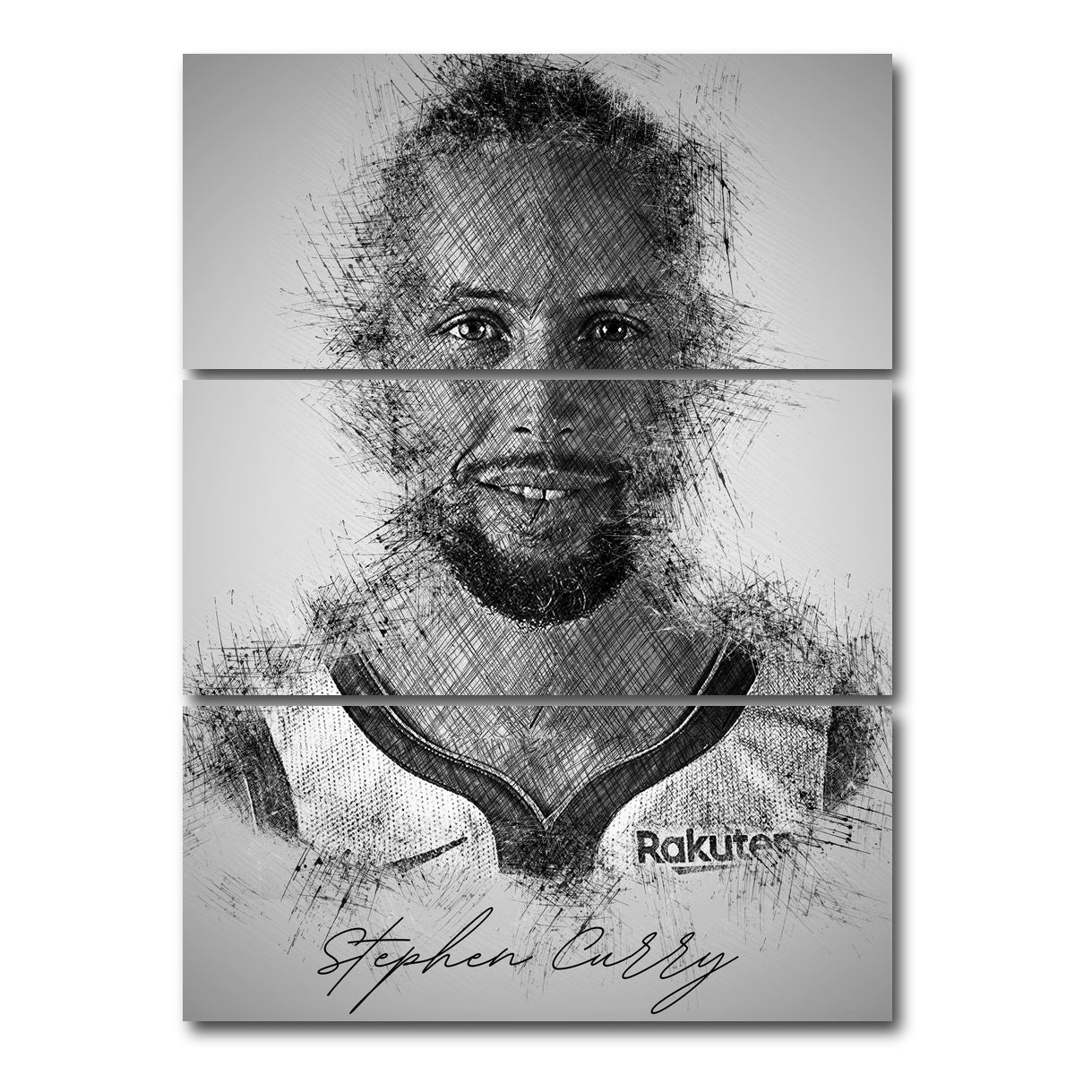 AUTO-MOCKUP WHITE | Stephen curry | 3 Piece | Gallery Wrap Canvas | group=8x18_stacked