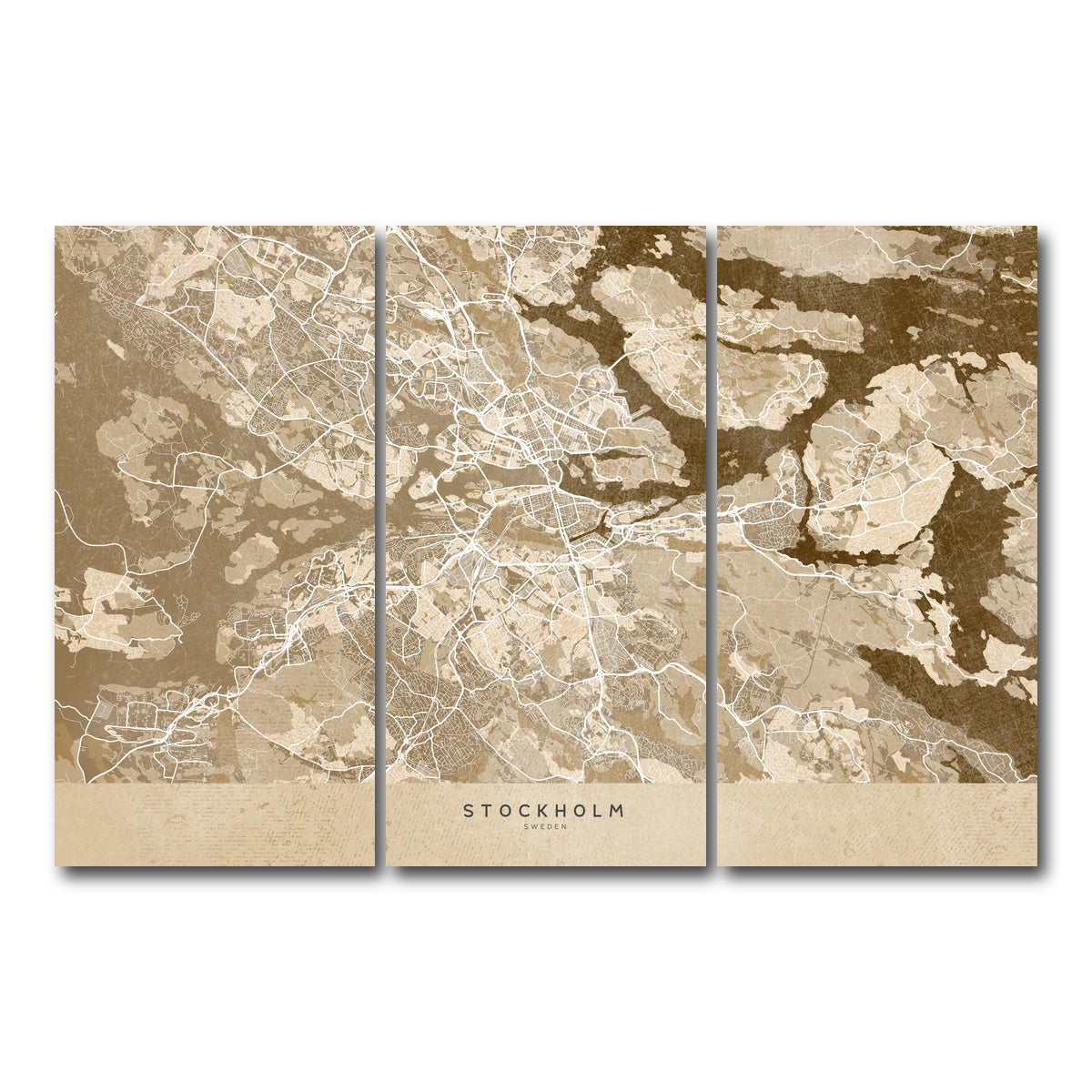 AUTO-MOCKUP WHITE | Stockholm Map | 3 Piece | Gallery Wrap Canvas | group=12x24