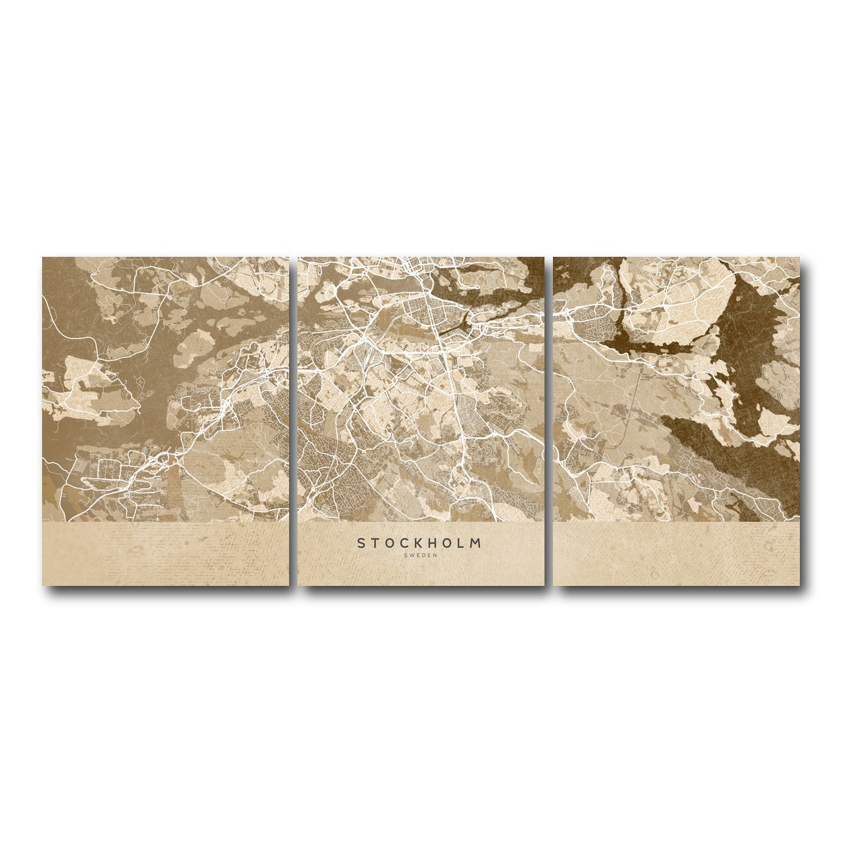 AUTO-MOCKUP WHITE | Stockholm Map | 3 Piece | Gallery Wrap Canvas | group=18x24
