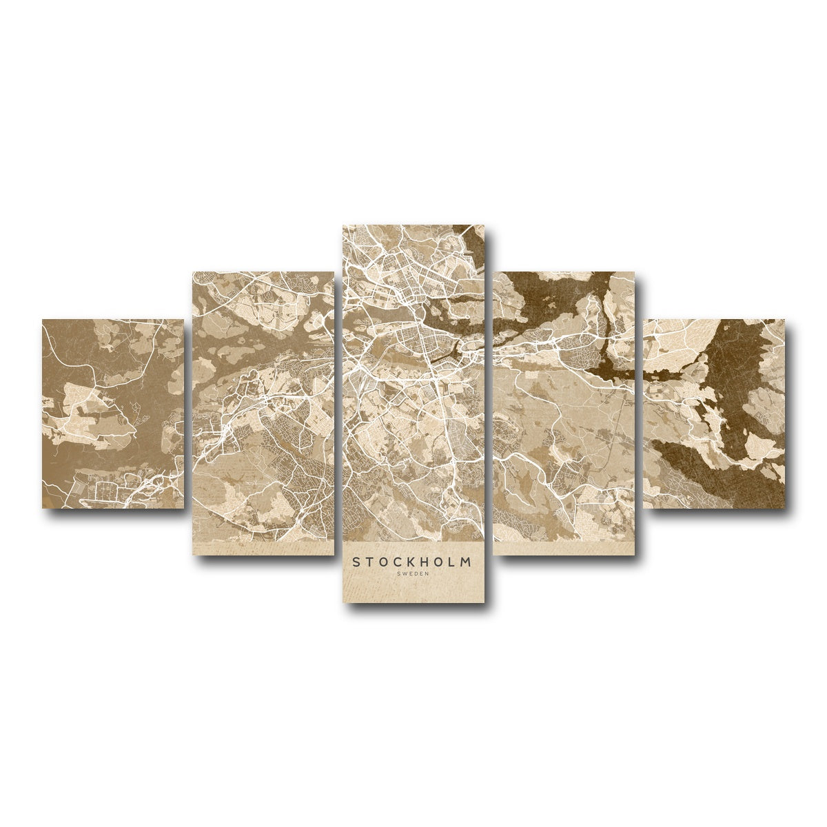 AUTO-MOCKUP WHITE | Stockholm Map | 5 Piece | Gallery Wrap Canvas | group=5_short