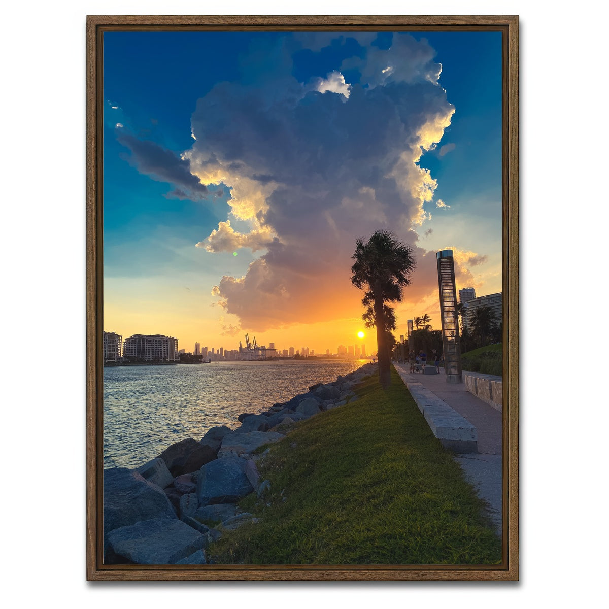 AUTO-MOCKUP WHITE | Sun Over Miami | 1 Piece | Walnut Framed Canvas | group=3x4