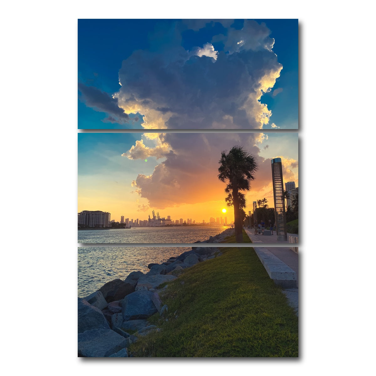 AUTO-MOCKUP WHITE | Sun Over Miami | 3 Piece | Gallery Wrap Canvas | group=12x24_stacked
