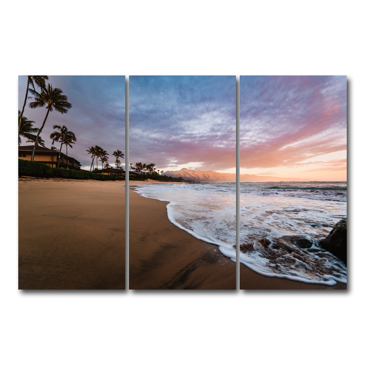 AUTO-MOCKUP WHITE | Sunrise Beach | 3 Piece | Gallery Wrap Canvas | group=12x24