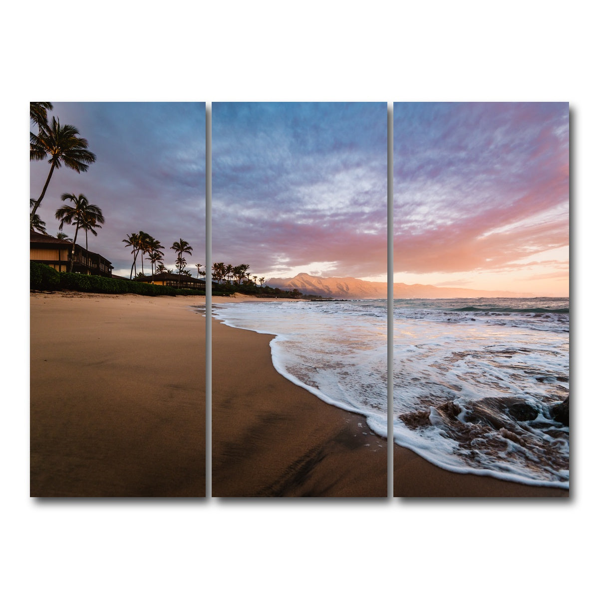 AUTO-MOCKUP WHITE | Sunrise Beach | 3 Piece | Gallery Wrap Canvas | group=8x18