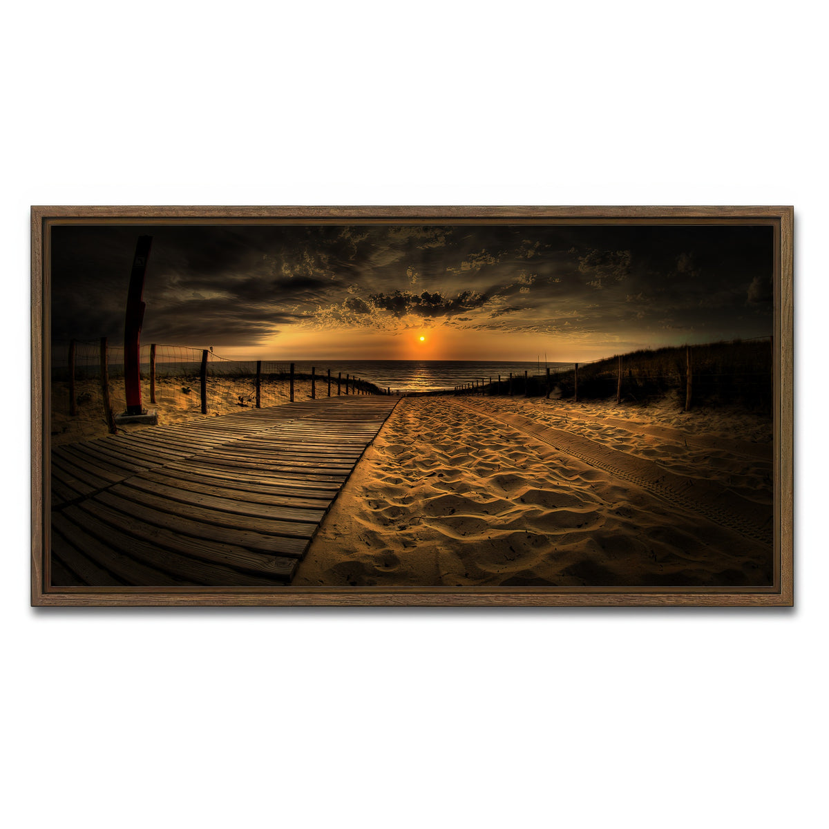 AUTO-MOCKUP WHITE | Sunset Beach | 1 Piece | Walnut Frame | group=2x1