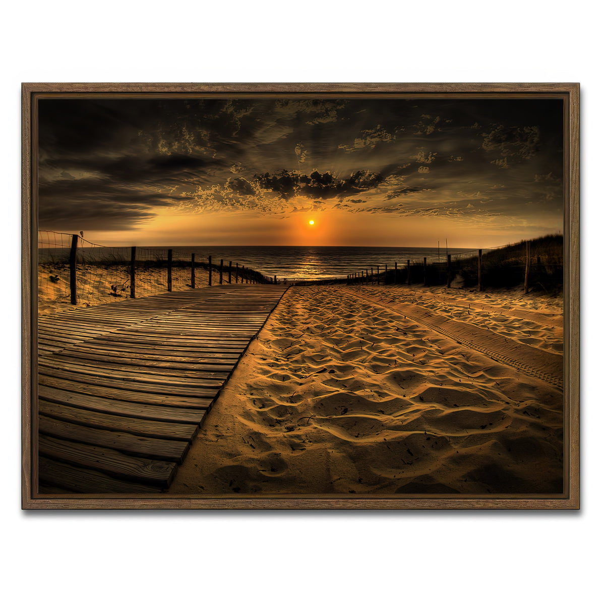 AUTO-MOCKUP WHITE | Sunset Beach | 1 Piece | Walnut Frame | group=4x3