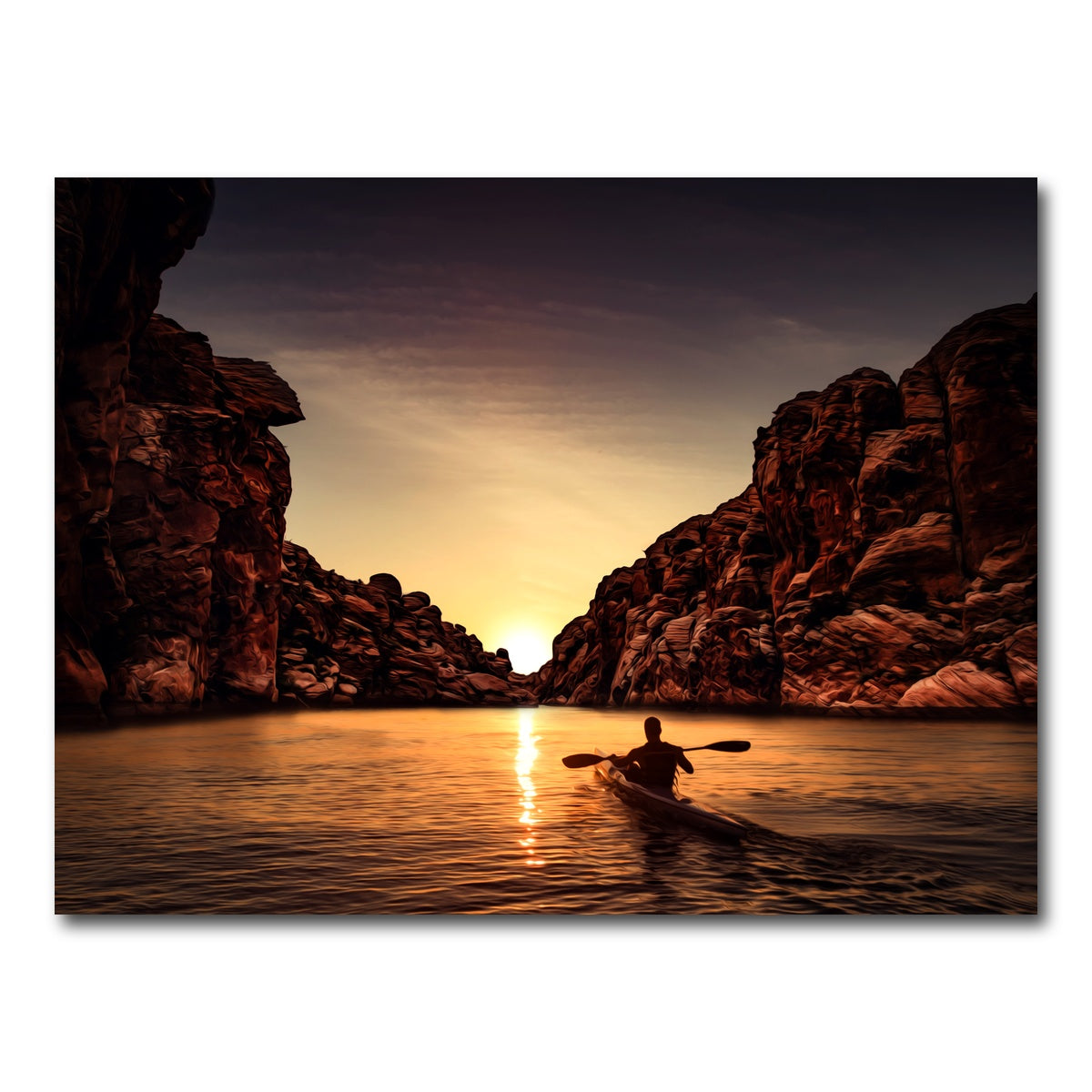 Sunset Kayak Wall Art