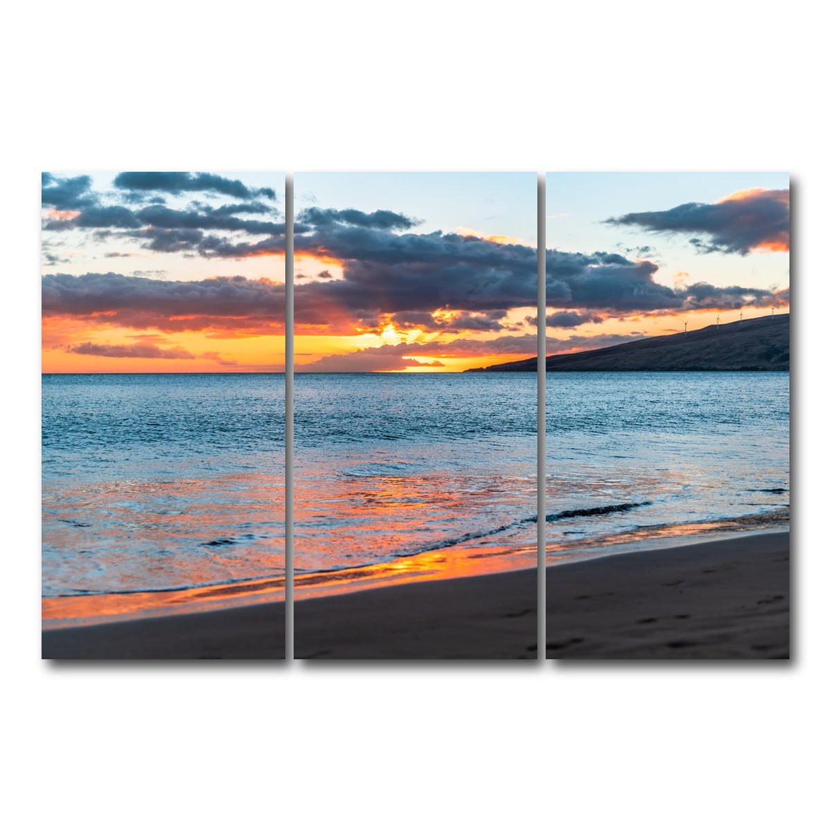 AUTO-MOCKUP WHITE | Sunset Over the Beach | 3 Piece | Gallery Wrap Canvas | group=12x24
