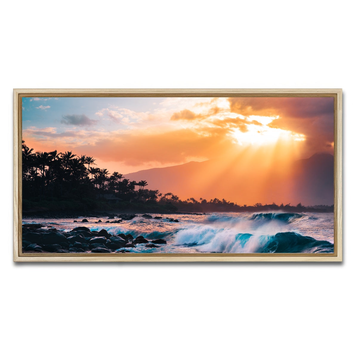 AUTO-MOCKUP WHITE | Sunset Paradise | 1 Piece | Natural Framed Canvas | group=2x1