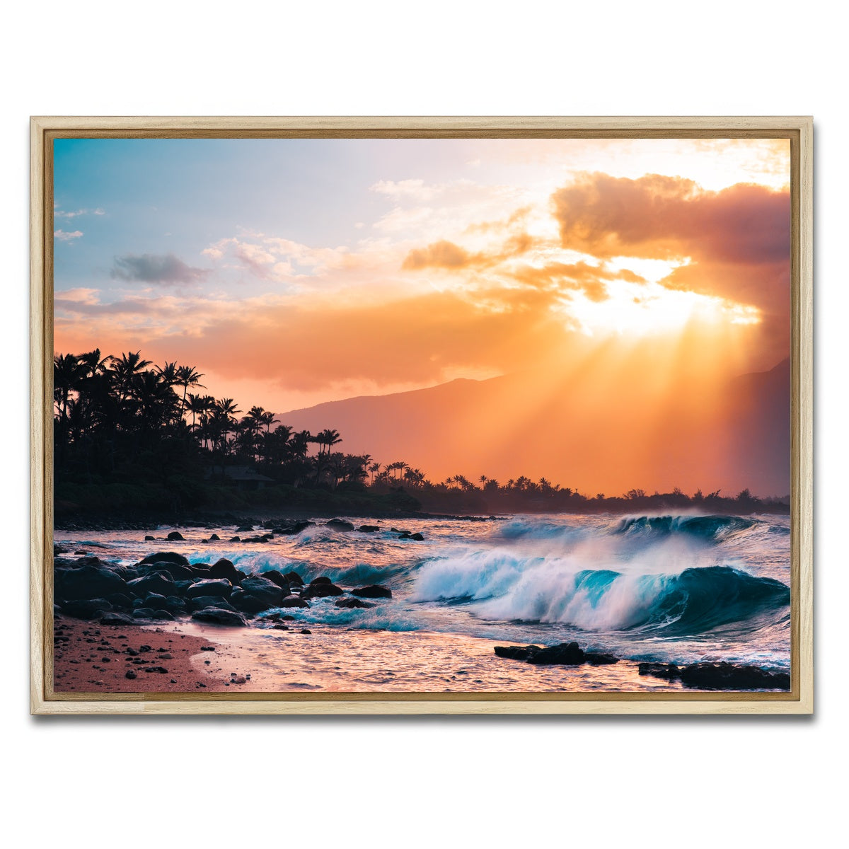 AUTO-MOCKUP WHITE | Sunset Paradise | 1 Piece | Natural Framed Canvas | group=4x3