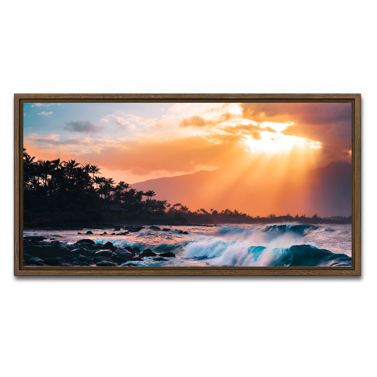 AUTO-MOCKUP WHITE | Sunset Paradise | 1 Piece | Walnut Framed Canvas | group=2x1