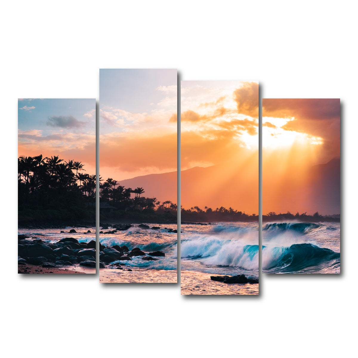 AUTO-MOCKUP WHITE | Sunset Paradise | 4 Piece | Gallery Wrap Canvas | group=4_normal