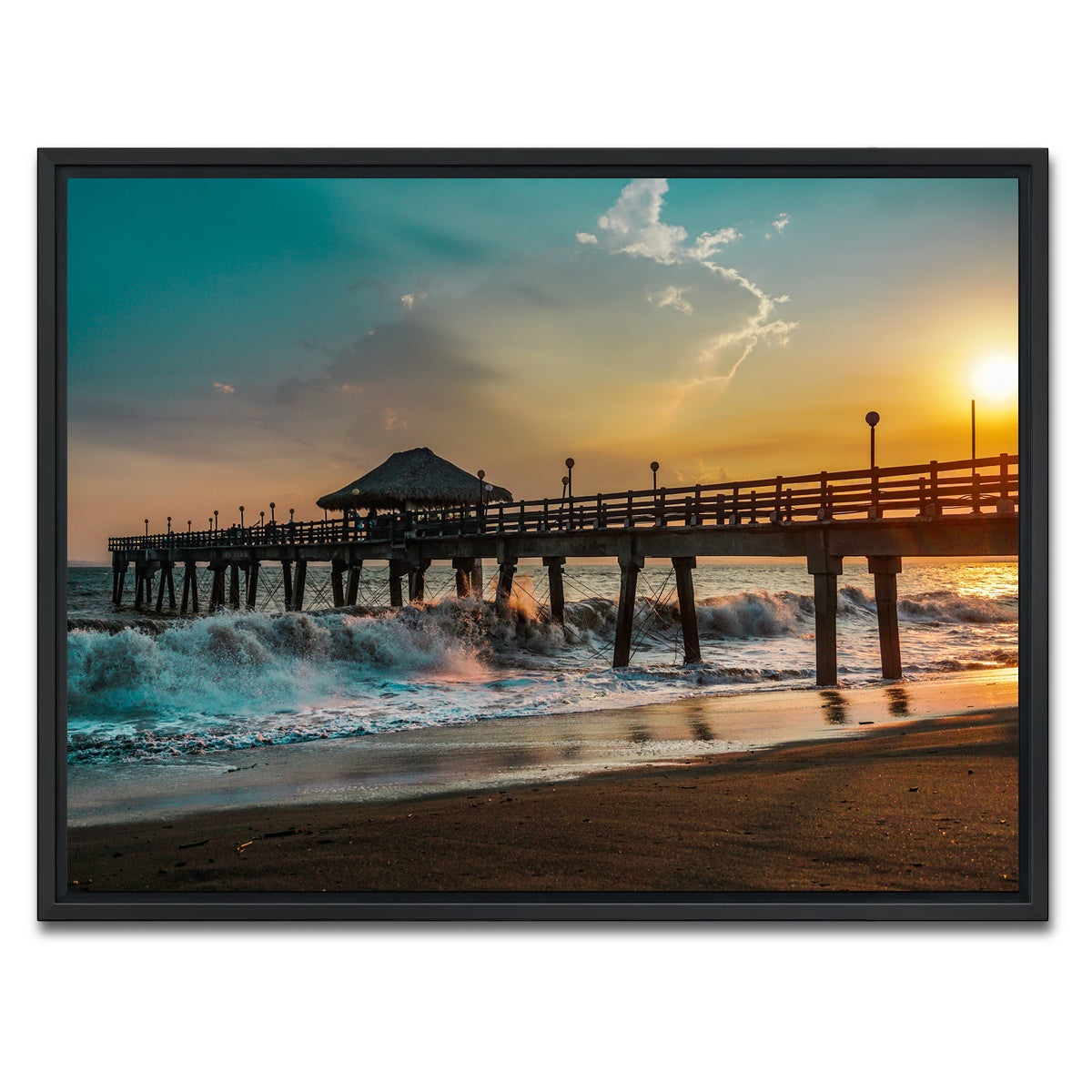 AUTO-MOCKUP WHITE | Sunset Pier | 1 Piece | Black Framed Canvas | group=4x3