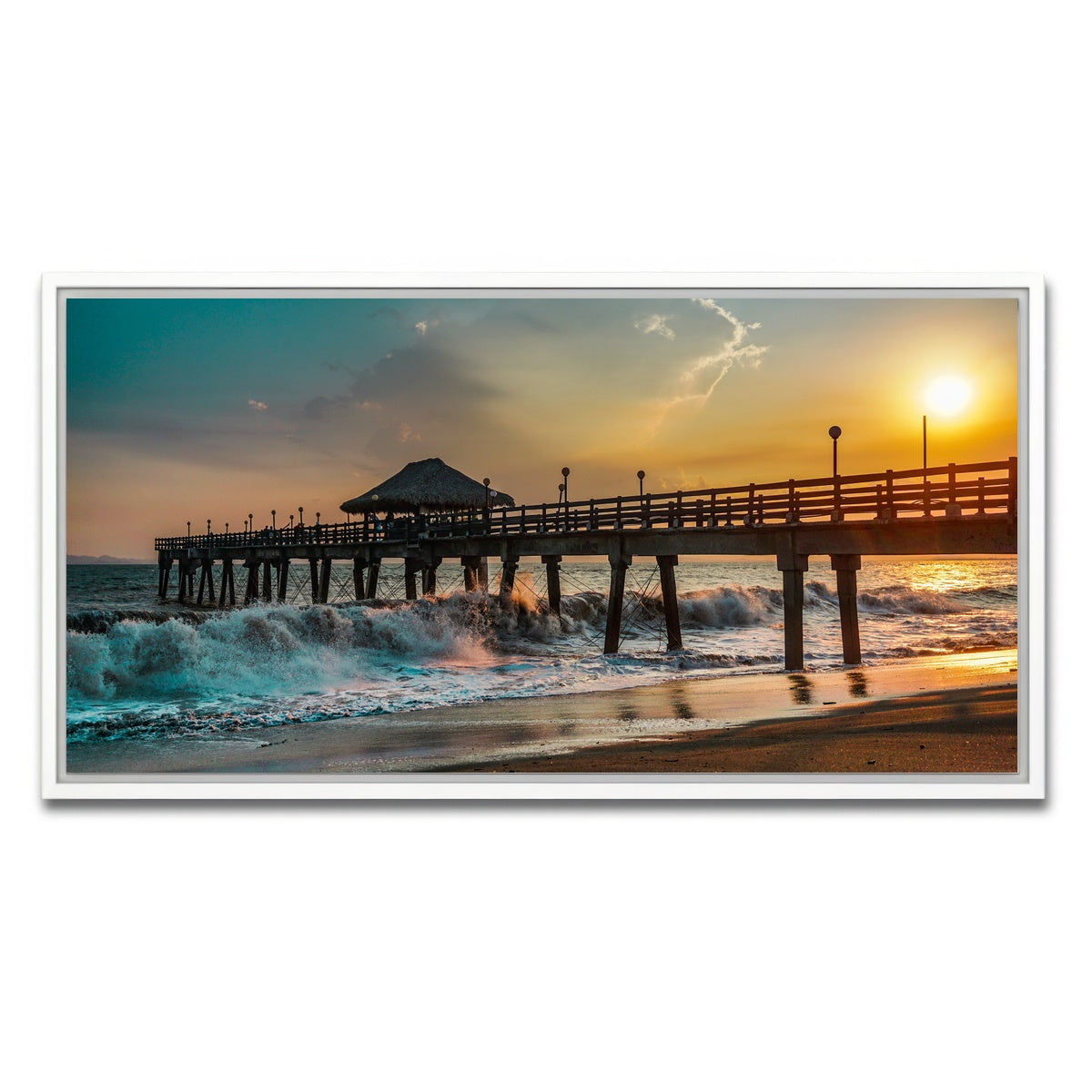 AUTO-MOCKUP WHITE | Sunset Pier | 1 Piece | White Framed Canvas | group=2x1