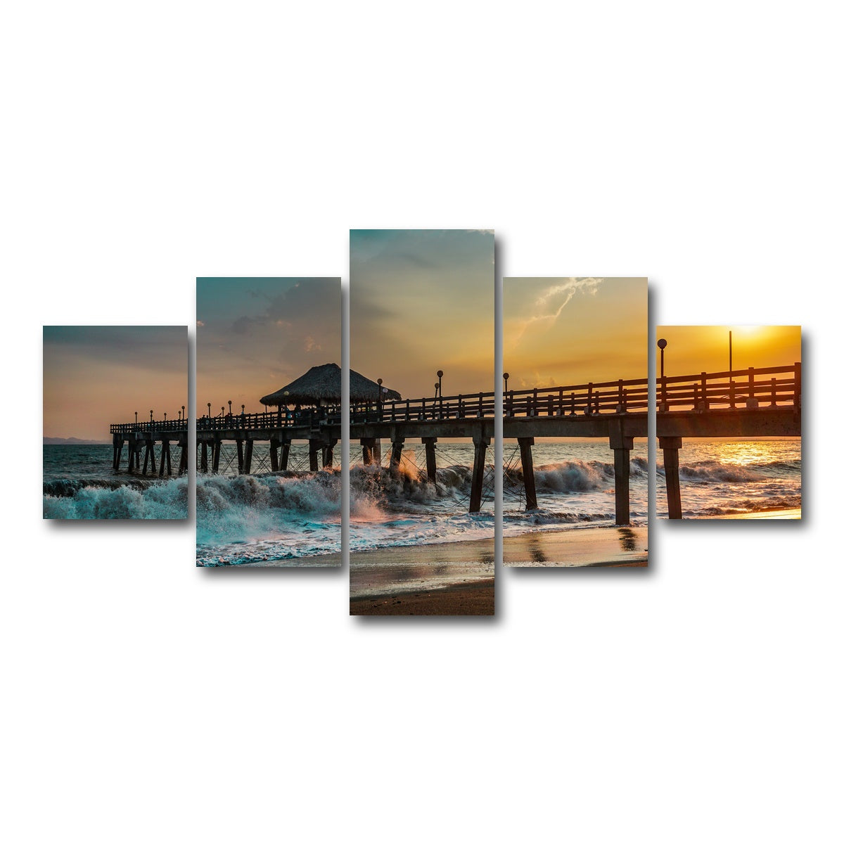 AUTO-MOCKUP WHITE | Sunset Pier | 5 Piece | Gallery Wrap Canvas | group=5_short