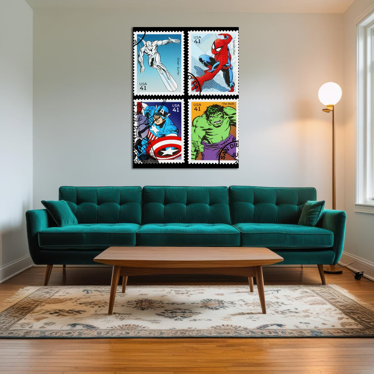 AUTO-MOCKUP ROOM | Superhero Postage Stamps