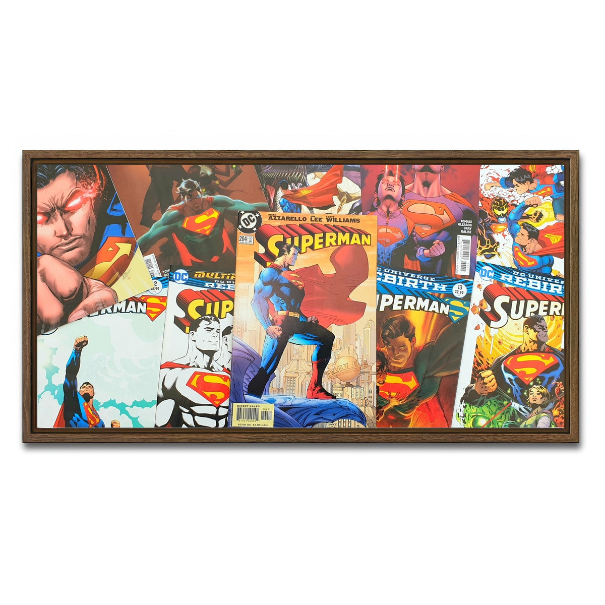 AUTO-MOCKUP WHITE | Superman comic books | 1 Piece | Walnut Framed Canvas | group=2x1